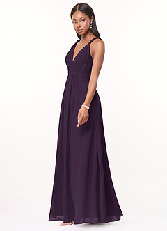 Azazie Maren Bridesmaid Dresses Plum A-Line Pleated Chiffon Dress image3