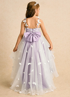 Azazie Darlina Flower Girl Dresses Ivory Frosted Lilac Ball-Gown Lace Tulle Dress image7