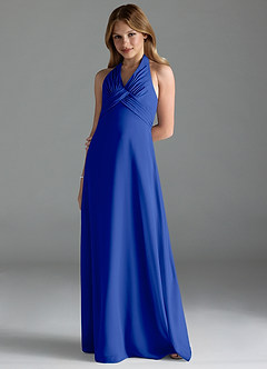 Azazie Tessie Junior Royal Blue A-Line Pleated Chiffon Dress image1