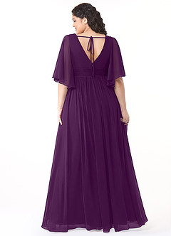 Azazie Temeka Brautjungfernkleider A-Linie Gestreift Chiffon Kleid Traube image8