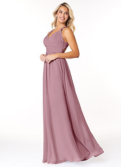 Azazie Ashia Bridesmaid Dresses Vintage Mauve A-Line Pleated Chiffon Dress image3