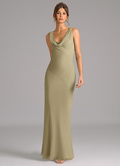 Azazie Rylina Bridesmaid Dresses Moss Green Mermaid Pleated Chiffon Dress image3