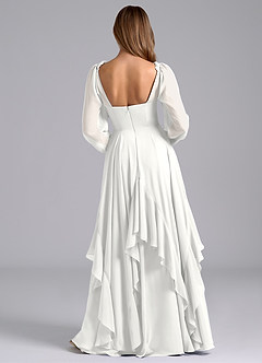 Azazie Karan Bridesmaid Dresses White A-Line Long Sleeve Chiffon Dress image2