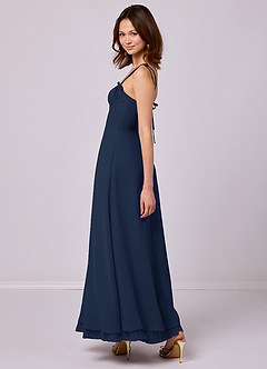 Barbie ♥ Azazie Bridesmaid Dresses Dark Navy A-Line Pleated Chiffon Dress image5