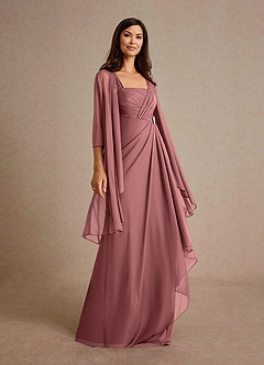 Azazie Clinton Mother of the Bride Dresses Desert Rose A-Line Pleated Mesh Dress image2