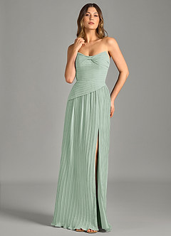 Azazie Becka Bridesmaid Dresses Agave A-Line Strapless Chiffon Dress image1