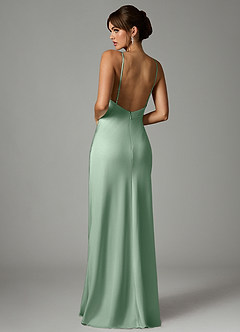 Azazie Stefania Robes de demoiselle d'honneur Robe Trapèze en Satin extensible Agave image2