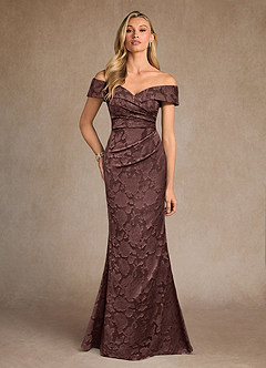 Azazie Canton Mother of the Bride Mekot Mrenneito Olkapään ulkopuolella Floral Burnout Lattian pituus Pukeutua image1