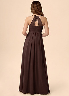 Azazie Ginny Junior Abito A-Line in Chiffon Plissettato Ganache image4