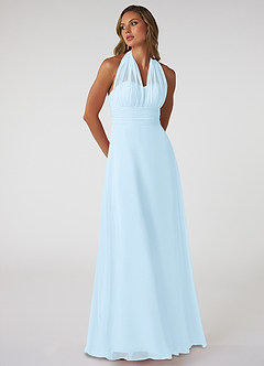 Azazie Fifi Bridesmaid Dresses Sky Blue A-Line Strapless Chiffon Convertible Dress image6