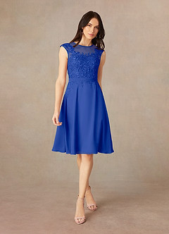 Azazie Klaus Kleider für die Brautmutter A-Linie Pailletten Schaufel Chiffon Kleid Königsblau image3