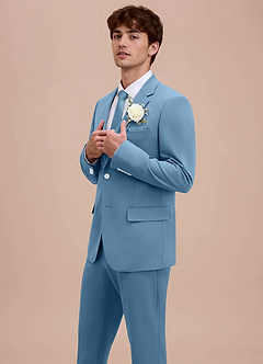 front Ethan Steel Blue Refined Weave Suit Jacket