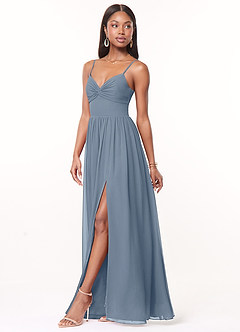 Azazie Zeya Bridesmaid Dresses Twilight A-Line V-Neck Pleated Chiffon Dress image4