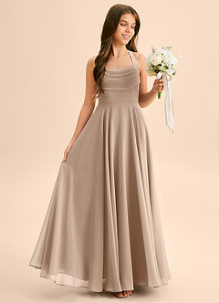 Azazie Kady Junior Robe Trapèze en Mousseline de soie Encolure en Forme de Cœur Taupe image5