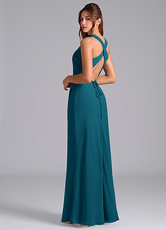 Azazie Evadne Bridesmaid Dresses Ink Blue A-Line Pleated Chiffon Dress image2