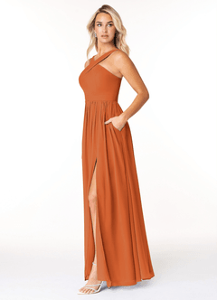 Azazie Elvira Brautjungfernkleider A-Linie Plissee Chiffon Kleid Kanel image3