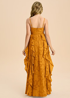 Azazie Peyton Junior Vestido de Caramelo de Devorado Floral de Corte en A con Plisado image7