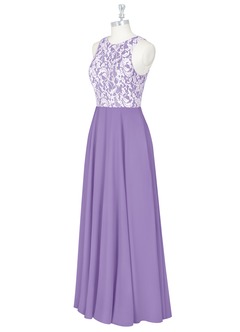 Azazie Kate Bridesmaid Dresses A-Line Lace Chiffon Floor-Length Dress image10