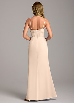 Azazie Chantel Vestidos de damas de honor Vestido de Alabastro Blanco de Gasa de Corte Recto Convertible con Sin tirantes image6
