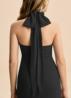 Azazie Velli Junior Vestido Preto de Chiffon de sereia com Pescoço alto image6