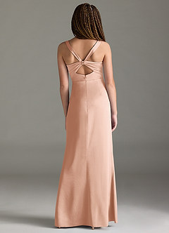 Azazie Mero Junior Rose Gold Mermaid Pleated Stretch Satin Dress image5