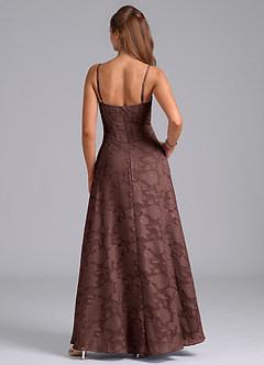 Azazie Stasy Bridesmaid Dresses Espresso A-Line Sweetheart Neckline Floral Burnout Dress image2