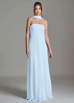 Azazie Ilana 신부 들러리 드레스 A라인 스트랩리스 쉬폰 바닥 길이 드레스 image4