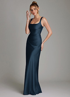 Azazie Agustina Brautjungfernkleider Meerjungfrau-Linie Korsett Stretch-Satin Kleid Dunkelmarine image5