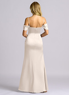 Azazie Auden Bridesmaid Dresses White Alabaster Sheath Off the Shoulder Stretch Satin Convertible Dress image2