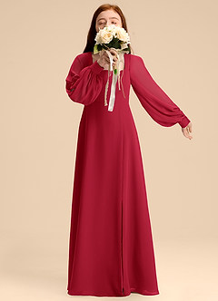 Azazie Bondi Junior Scarlet A-Line Blouson Chiffon Dress image1