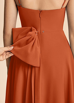 Azazie Bear Junior Burnt Orange A-Line Pleated Chiffon Dress image6