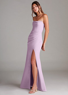 Azazie Leonis Bridesmaid Dresses Frosted Lilac Sheath Strapless Chiffon Convertible Dress image3