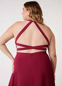 Azazie Clarice Bridesmaid Dresses Burgundy A-Line Halter Chiffon Dress image10