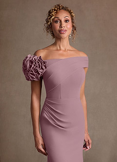 Azazie Gwynne vestidos de madre de la novia Vestido de Rosa Polvorienta de Crepé elástico de Corte Sirena con Vestidos sin tirantes image6