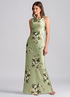 Azazie Allettie Brudtärnklänningar Klä av Sjöjungfru i Stretch Satin Blommiga Rankor image3