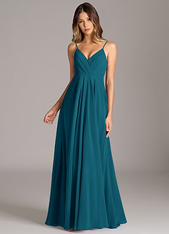 Azazie Amani Bridesmaid Dresses Ink Blue A-Line Pleated Chiffon Dress image4