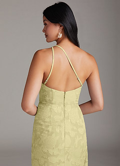 Azazie Mika Brautjungfernkleider Etui One-Shoulder Blumen-Burnout Kleid Zitronensorbet image6