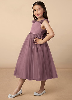 Azazie Dolly Final Sale Dusty Rose A-Line Bow Tulle Dress image2