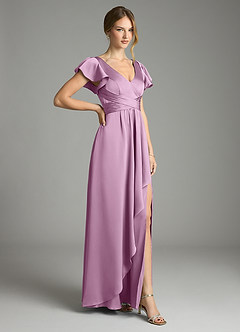 Azazie Omari Bridesmaid Dresses Wisteria A-Line Stretch Satin Dress image5