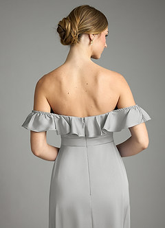 Azazie Lyra Vestidos de damas de honor Vestido de Plata de Satén Elástico de Corte en A Convertible con Vestidos sin tirantes image9