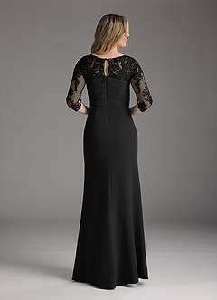 Azazie Margene Final Sale Black Sheath Lace Stretch Crepe Dress image6
