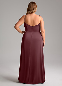 Azazie Azuree Bridesmaid Dresses Sangria A-Line Pleated Stretch Satin Dress image10