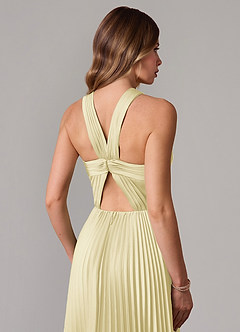 Azazie Afra Abiti da Damigella Abito A-Line in Raso Elasticizzato Plissettato Sorbetto Al Limone image6