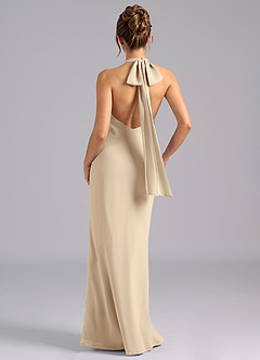 Azazie Velli Bridesmaid Dresses Champagne Mermaid Bow Chiffon Dress image2