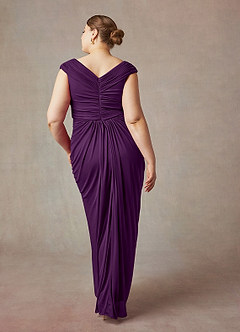 Azazie Lisolette Mother of the Bride Dresses Grape Sheath Pleated Mesh Dress image10