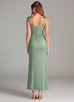 Azazie Denice Brautjungfernkleider Etui Plissee Stretch-Satin Kleid Matcha image2