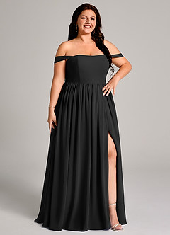 Azazie Calianna Probar vestidos en casa Vestido de Negro de Gasa de Corte en A Convertible con Vestidos sin tirantes image13