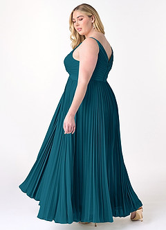 Azazie Raychelle Bridesmaid Dresses Ink Blue A-Line V-Neck Chiffon Dress image10
