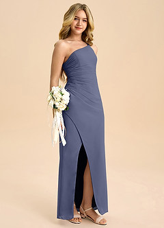 Azazie Eren Junior Vestido Tormentoso de Chiffon de Linha A com Plissado image1