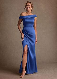 Azazie Kamala Suknie dla Matki Panny Młodej Osłona Jedno ramię Satyna elastyczna Długość podłogi Sukienka image6